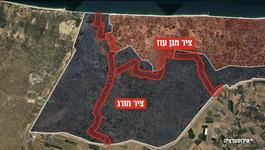 This illusThis map illustration shows the route of the new Magen Oz corridor and the Morag Corridor highlighted in red in the southern Gaza Strip
