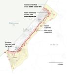 A map showing areas controlled by Israel in the Gaza Strip