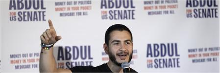 Democratic candidate for US Senate in Michigan Abdul El-Sayed speaks during a rally