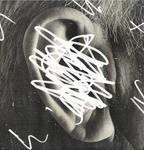 An illustration of a human ear drawn all over with white scribbles