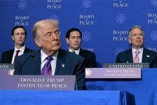Jared Kushner, Donald Trump, Marco Rubio, and Steve Witkoff attend the inaugural meeting of the Board of Peace at the Donald J. Trump Institute of Peace
